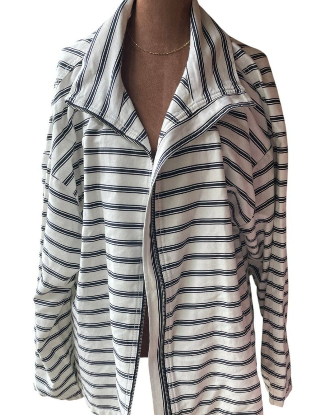 Liz Claiborne Coastal Stripe Tie Jacket Navy White XL Nantucket Fourth of July